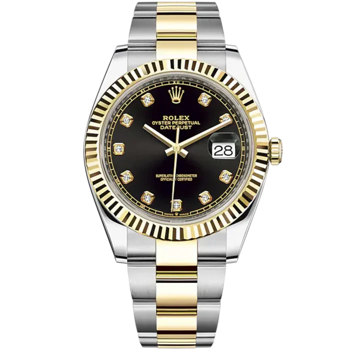 Rolex Datejust Ref. 126333 41mm Two Tone Stainless Steel/Yellow Gold Black Diamond Dial on Oyster Band