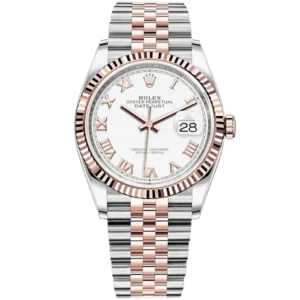 Datejust 36 36mm Oystersteel and Everose Gold Jubilee Bracelet White Dial Fluted Bezel