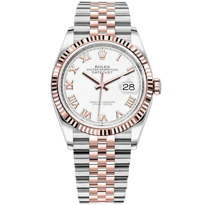 Datejust 36 36mm Oystersteel and Everose Gold Jubilee Bracelet White Dial Fluted Bezel