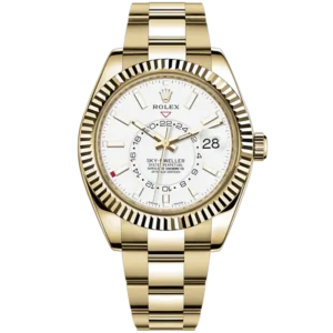 Sky-Dweller 42mm Oyster Bracelet and 18 CT Yellow Gold with Intense White DIal Fluted Bezel