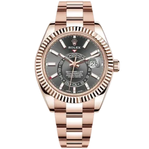 Sky-Dweller 42mm Oyster Bracelet and 18 CT Everose Gold with Slate Dial Fluted Bezel