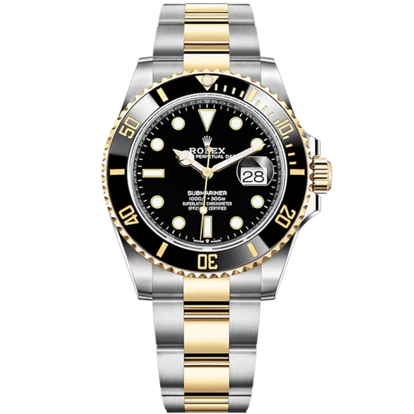 Submariner Date 41mm Oyster Bracelet Oystersteel and Yellow Gold with Black Dial Black Cerachrom Unidirectional Rotatable Bezel