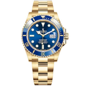 Submariner Date 41mm Oyster Bracelet and 18 CT Yellow Gold with Royal Blue Dial Blue Cerachrom Unidirectional Rotatable Bezel