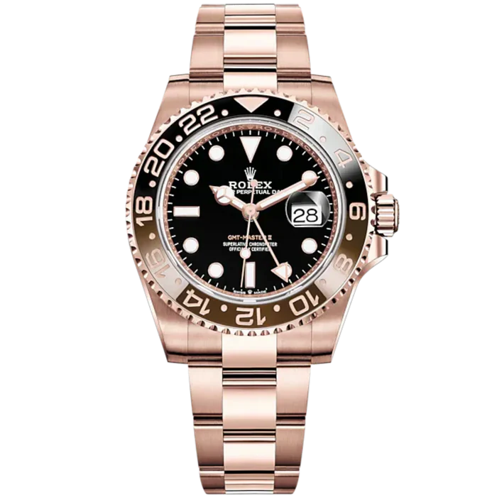 GMT-Master II 40mm Oyster Bracelet and 18 CT Everose Gold with Black Dial 24-Hour Rotatable Bezel
