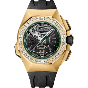 Royal Oak Concept 44mm Concept Tourbillon Chronograph Openworked and 18-Carat Yellow Gold with Diamond Bezel