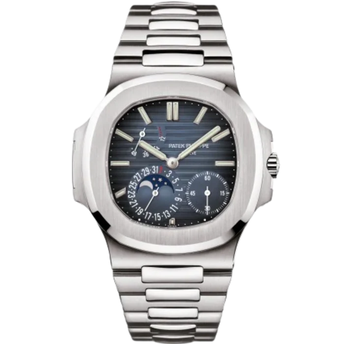 5712/1A-001 Nautilus 40mm Steel Bracelet Black-Blue Embossed Dial Stainless Steel Bezel